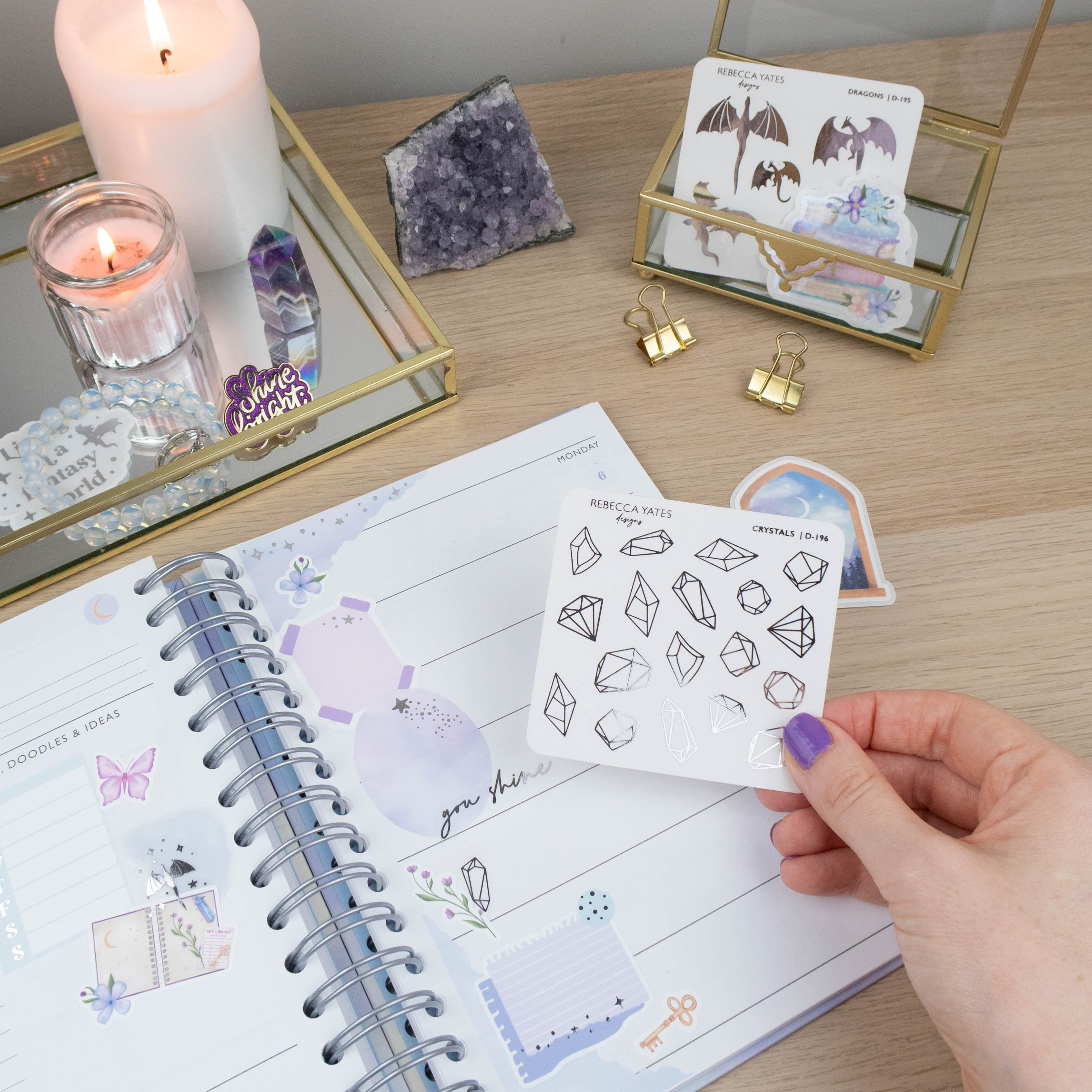 CRYSTALS - FOILED STICKER SHEET - Rebecca Yates