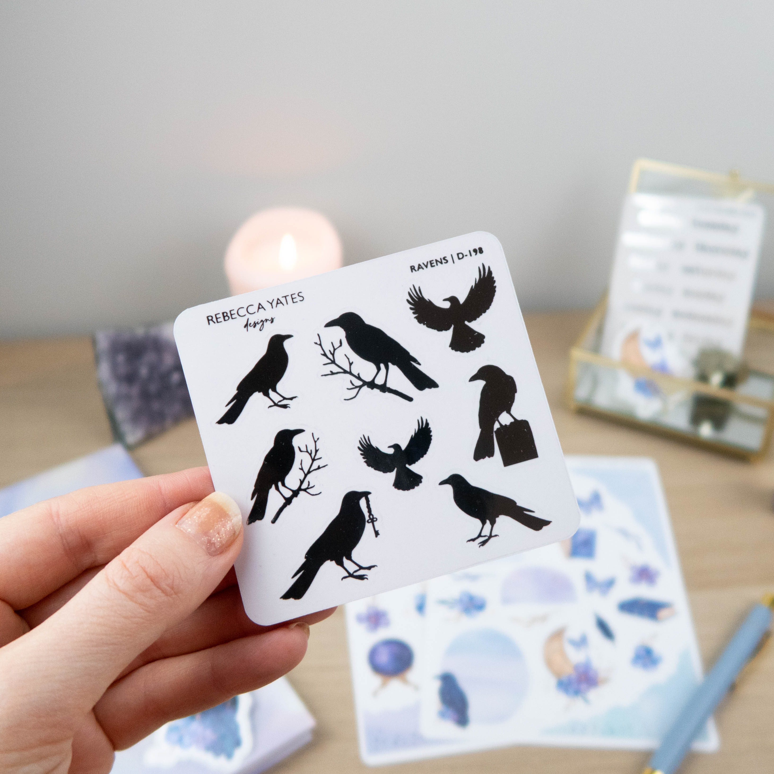 RAVENS - FOILED STICKER SHEET - Rebecca Yates