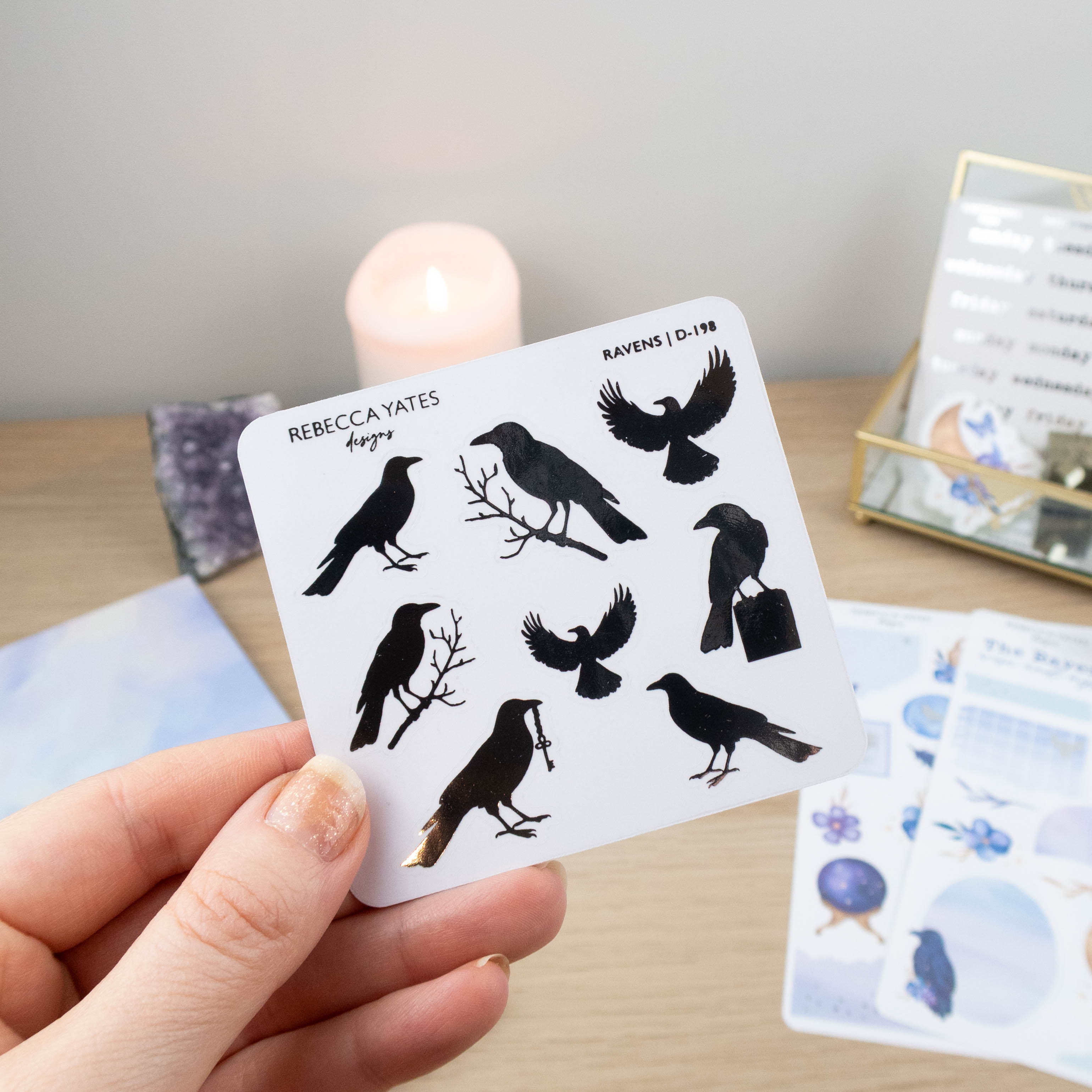 RAVENS - FOILED STICKER SHEET - Rebecca Yates