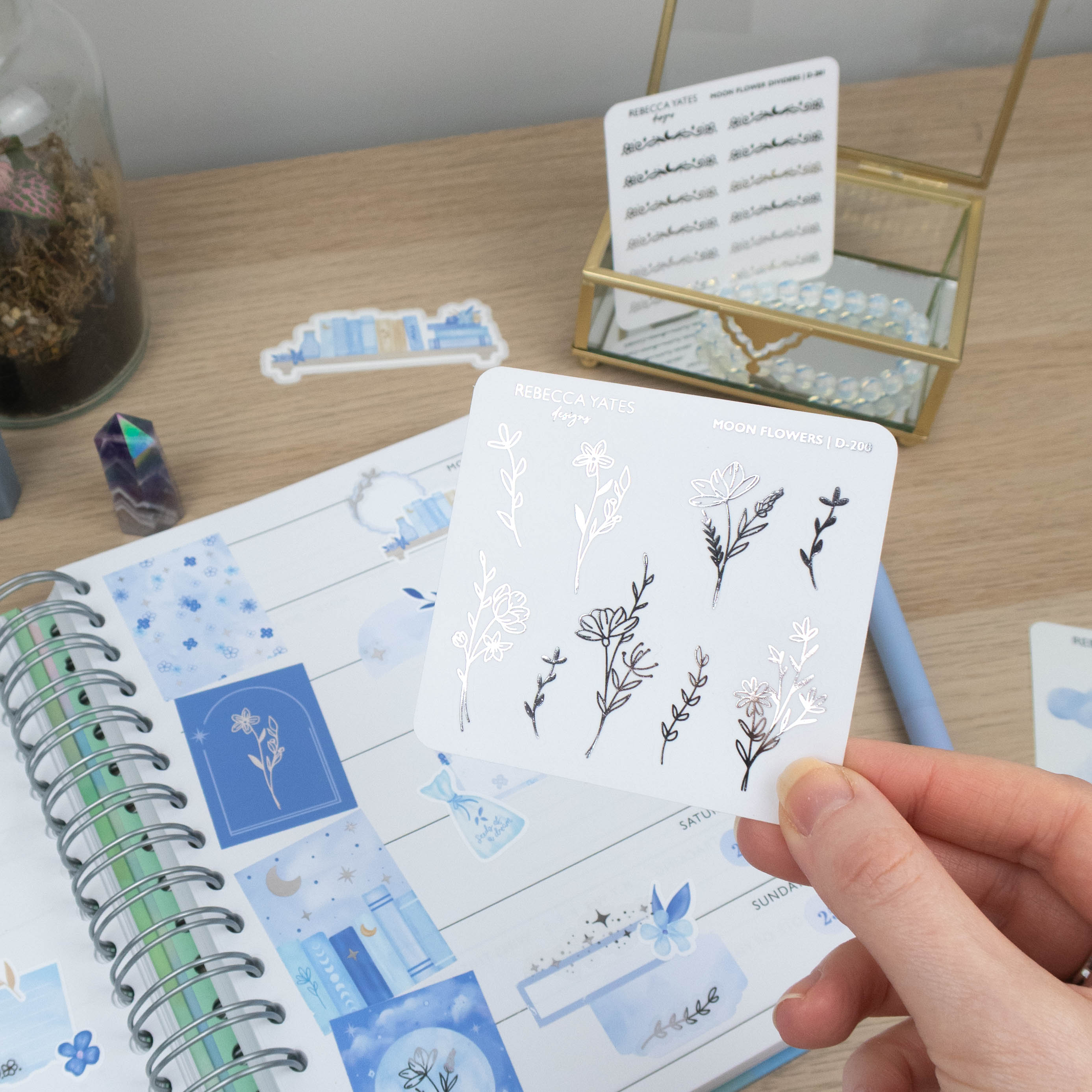 MOON FLOWERS  - FOILED PLANNER STICKERS - Rebecca Yates