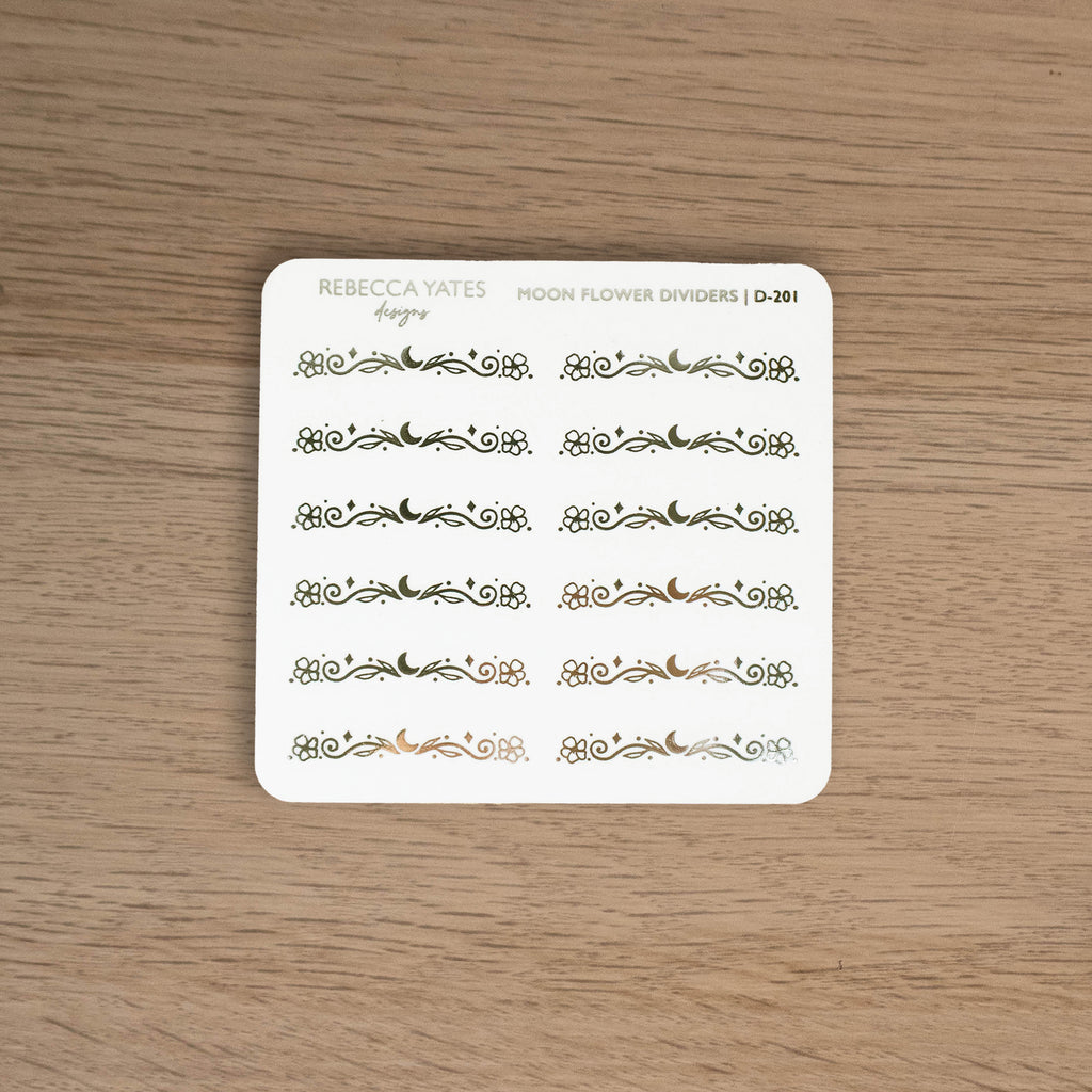 MOON FLOWER DIVIDERS  - FOILED PLANNER STICKERS