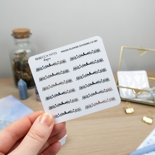 MOON FLOWER DIVIDERS  - FOILED PLANNER STICKERS