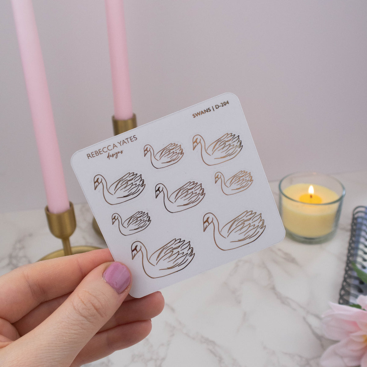SWANS - FOILED STICKER SHEET - Rebecca Yates