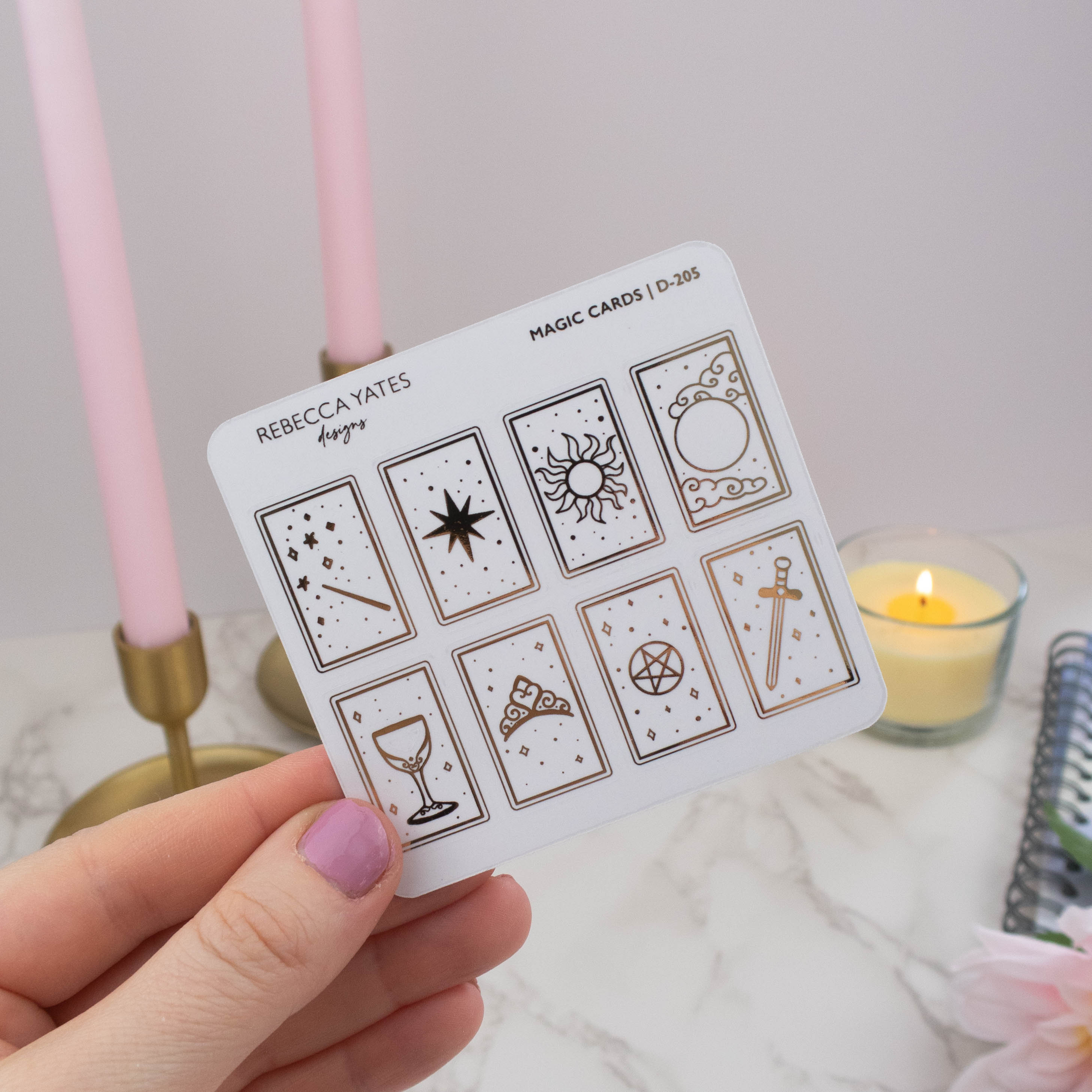 MAGIC CARDS - FOILED STICKER SHEET - Rebecca Yates