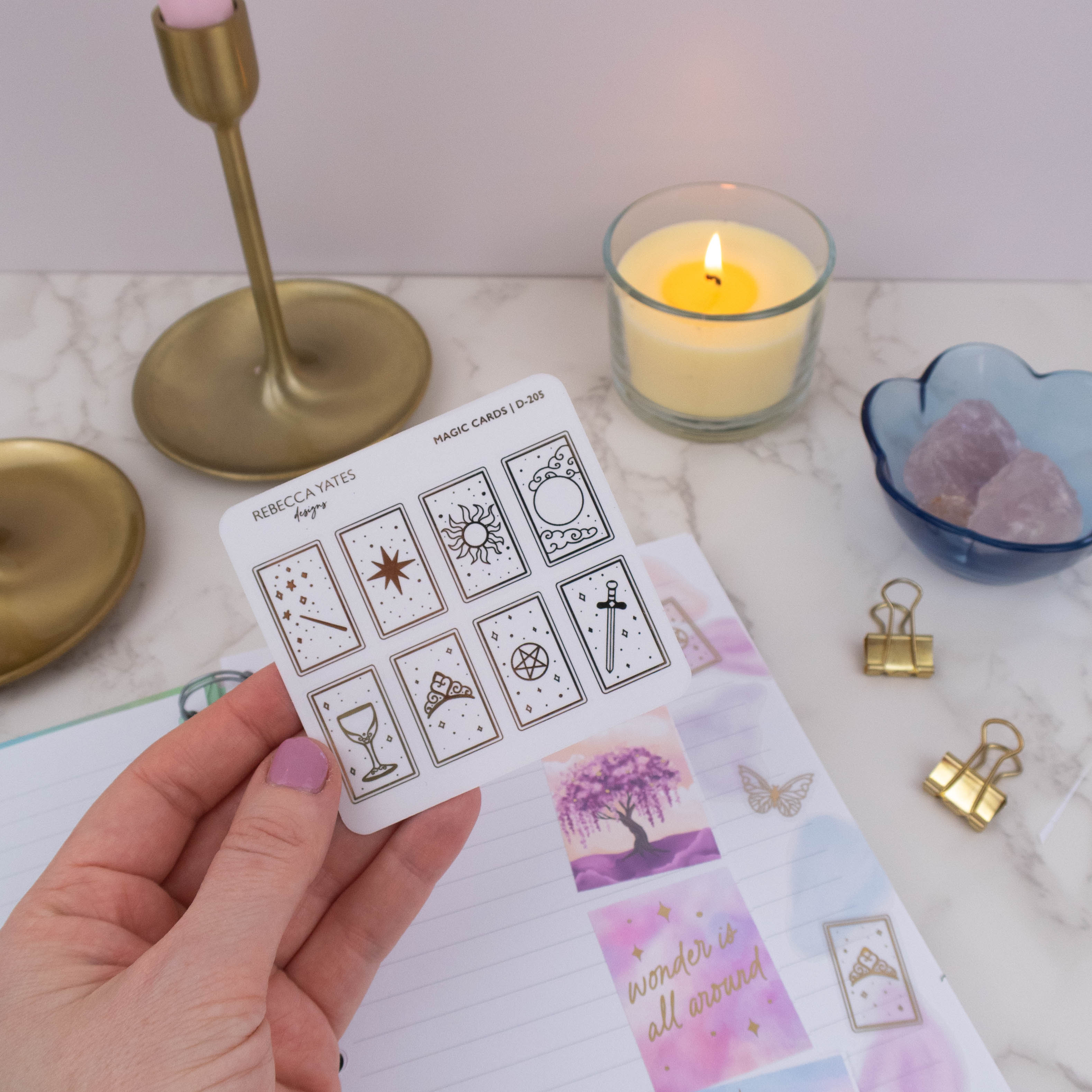 MAGIC CARDS - FOILED STICKER SHEET - Rebecca Yates