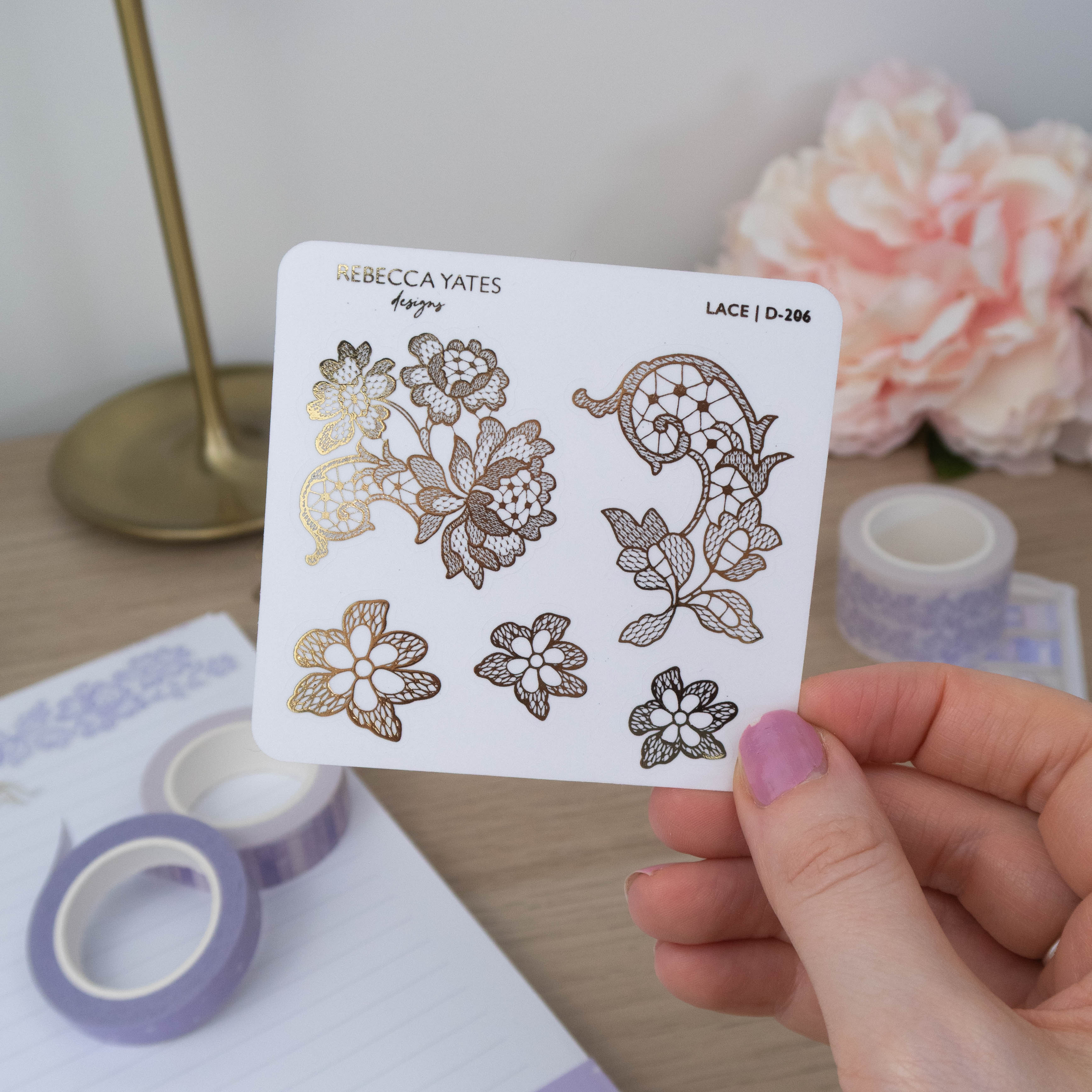 LACE - FOILED STICKER SHEET - Rebecca Yates
