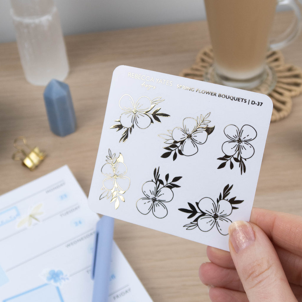 SPRING FLORAL BOUQUETS - FOILED PLANNER STICKERS - Rebecca Yates