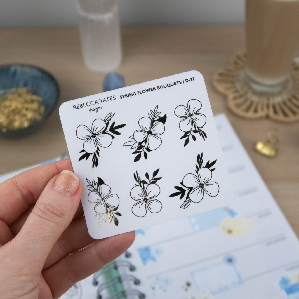 SPRING FLORAL BOUQUETS - FOILED PLANNER STICKERS - Rebecca Yates