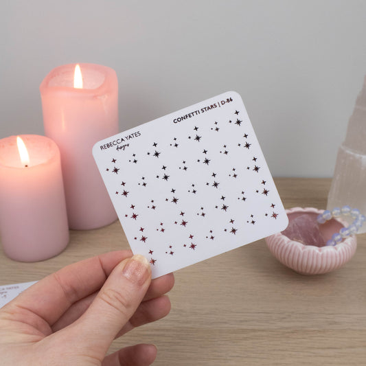 CONFETTI STARS - FOILED PLANNER STICKERS - LTD ED PINK FOIL - Rebecca Yates