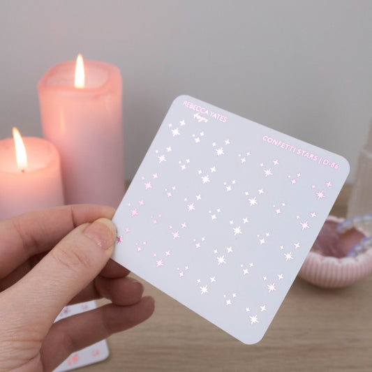 CONFETTI STARS - FOILED PLANNER STICKERS - LTD ED PINK FOIL - Rebecca Yates