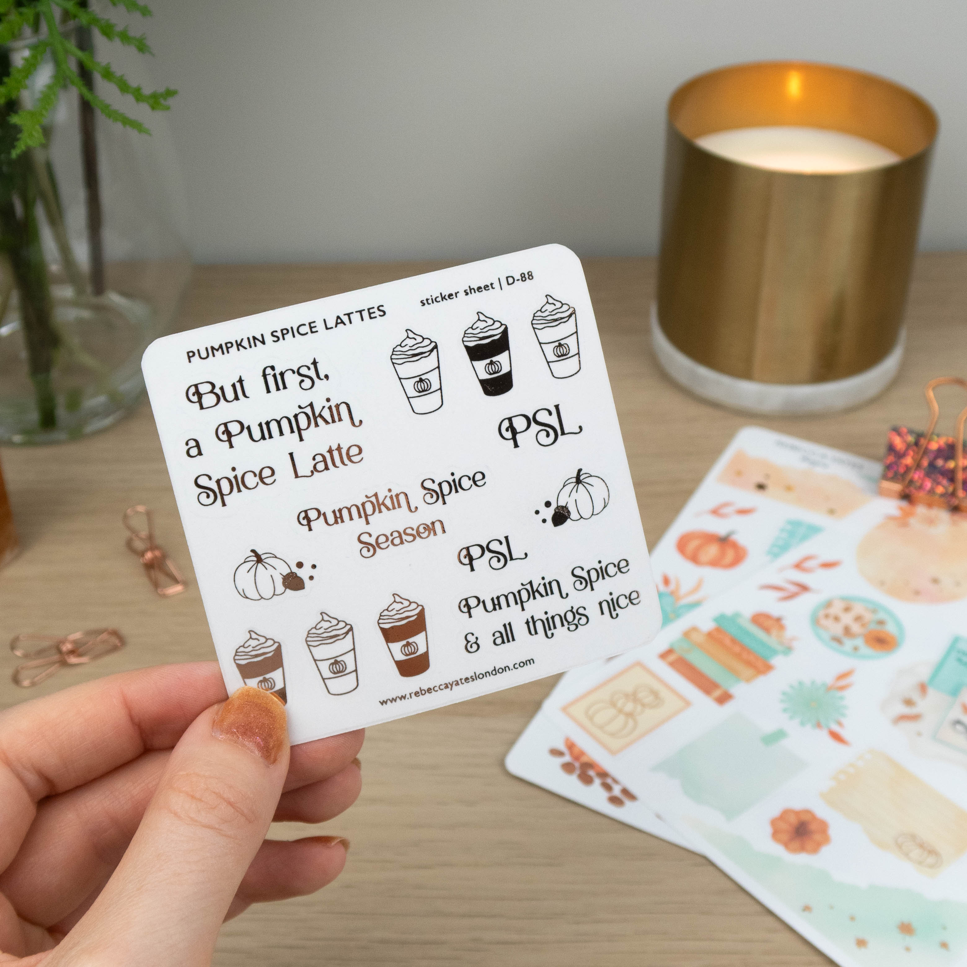 PUMPKIN SPICE LATTE - FOILED PLANNER STICKERS - Rebecca Yates