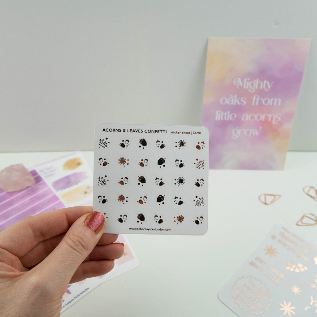 ACORNS AND LEAVES CONFETTI - FOILED PLANNER STICKERS - Rebecca Yates