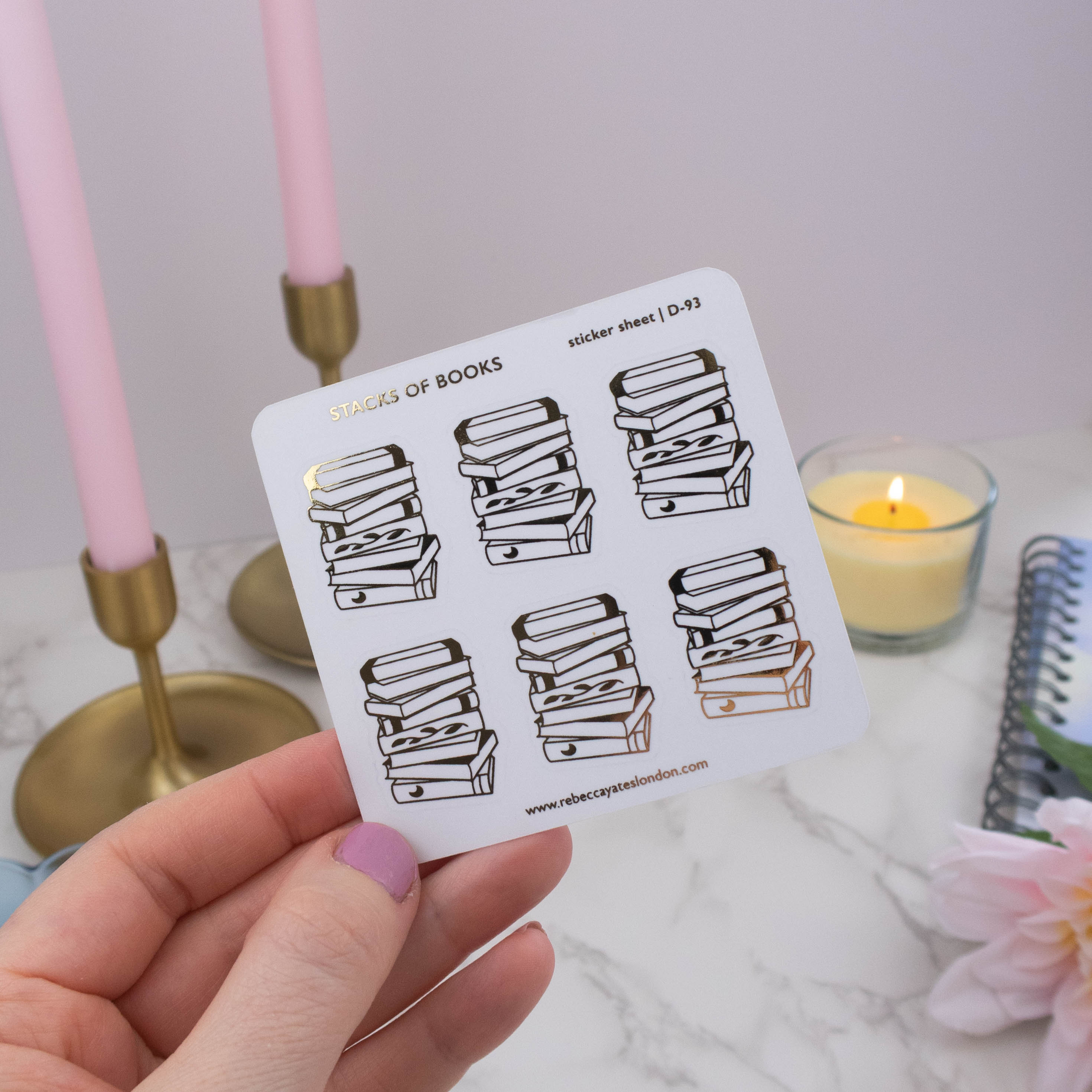 STACKS OF BOOKS - FOILED PLANNER STICKERS - Rebecca Yates