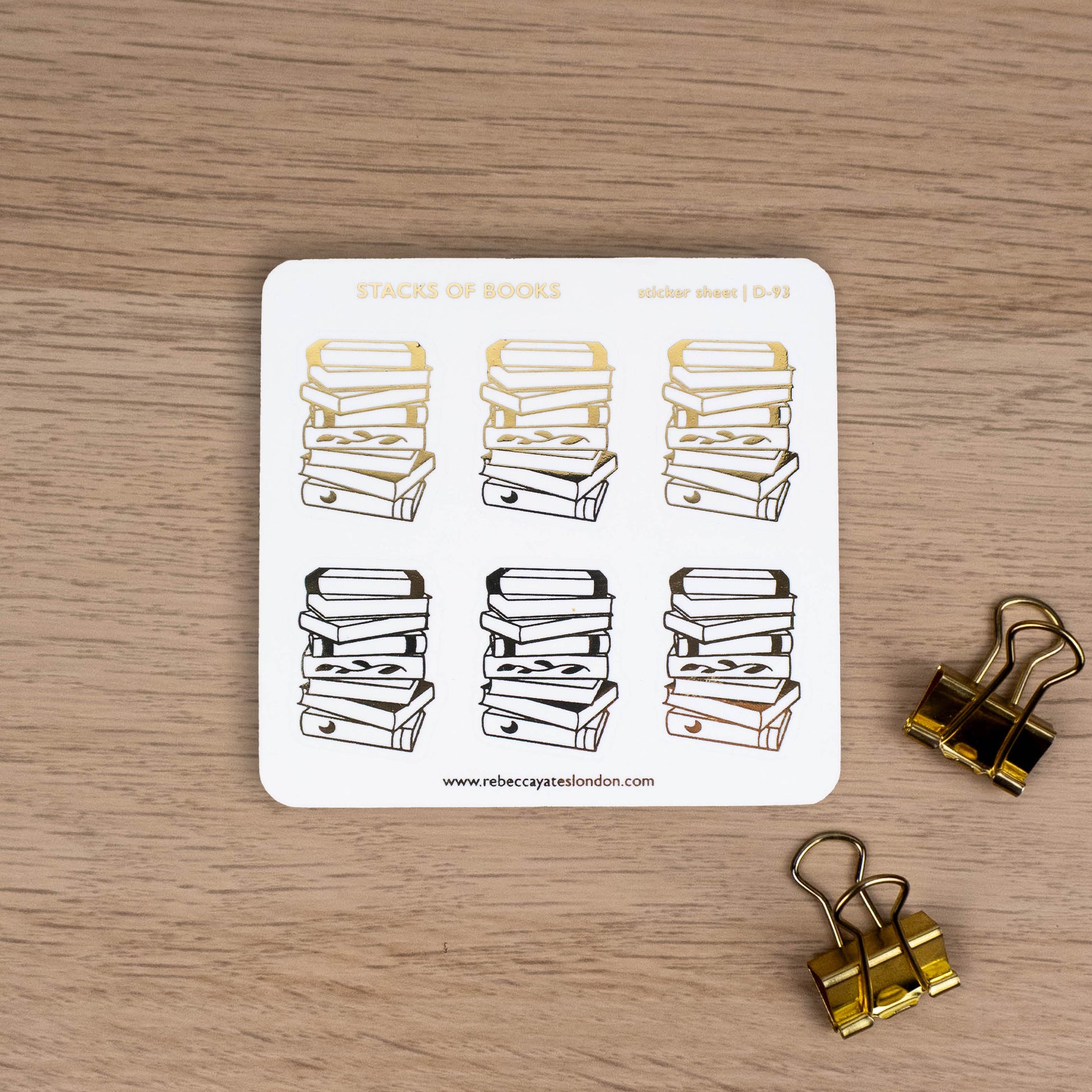 STACKS OF BOOKS - FOILED PLANNER STICKERS - Rebecca Yates