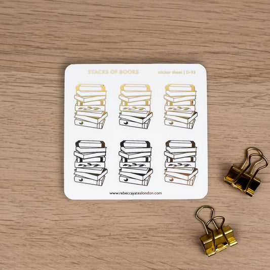 STACKS OF BOOKS - FOILED PLANNER STICKERS - Rebecca Yates