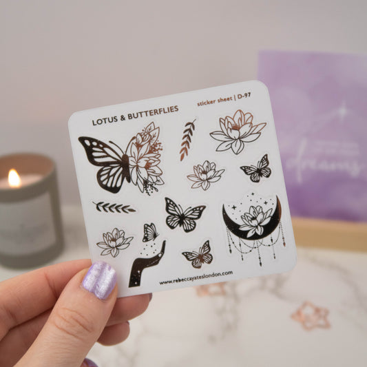 LOTUS AND BUTTERFLIES - FOILED PLANNER STICKER SHEET