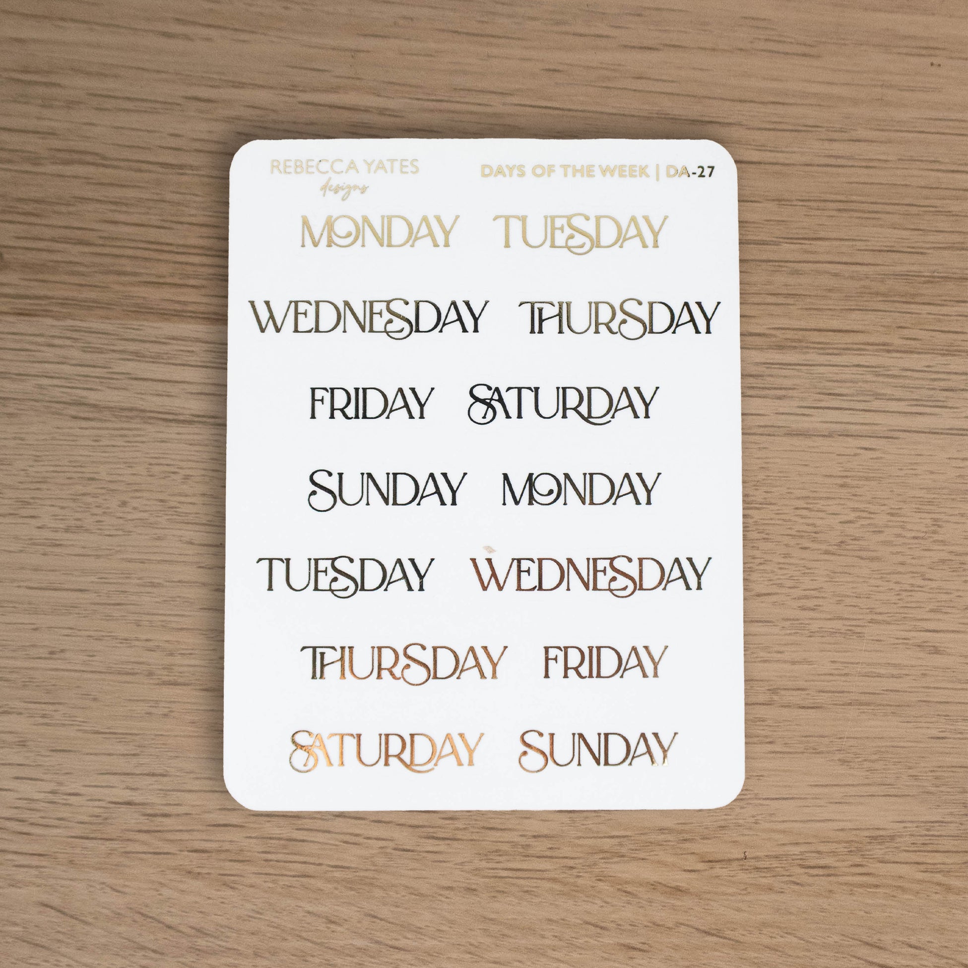 DAYS OF THE WEEK (ENCHANTED TALES) - FOILED STICKER SHEET - Rebecca Yates