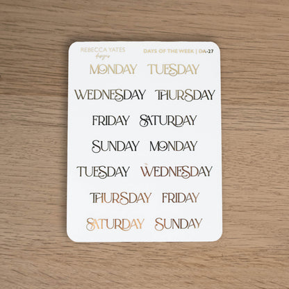 DAYS OF THE WEEK (ENCHANTED TALES) - FOILED STICKER SHEET - Rebecca Yates