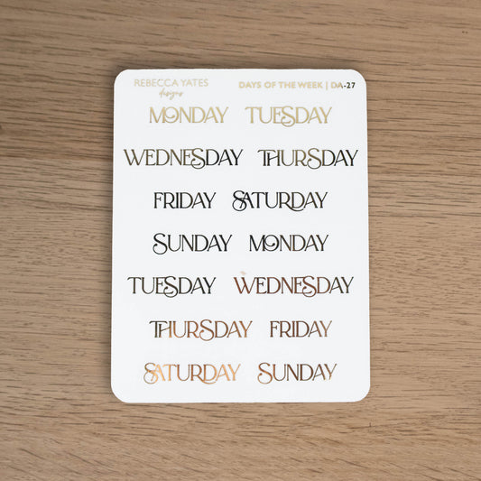 DAYS OF THE WEEK (ENCHANTED TALES) - FOILED STICKER SHEET - Rebecca Yates