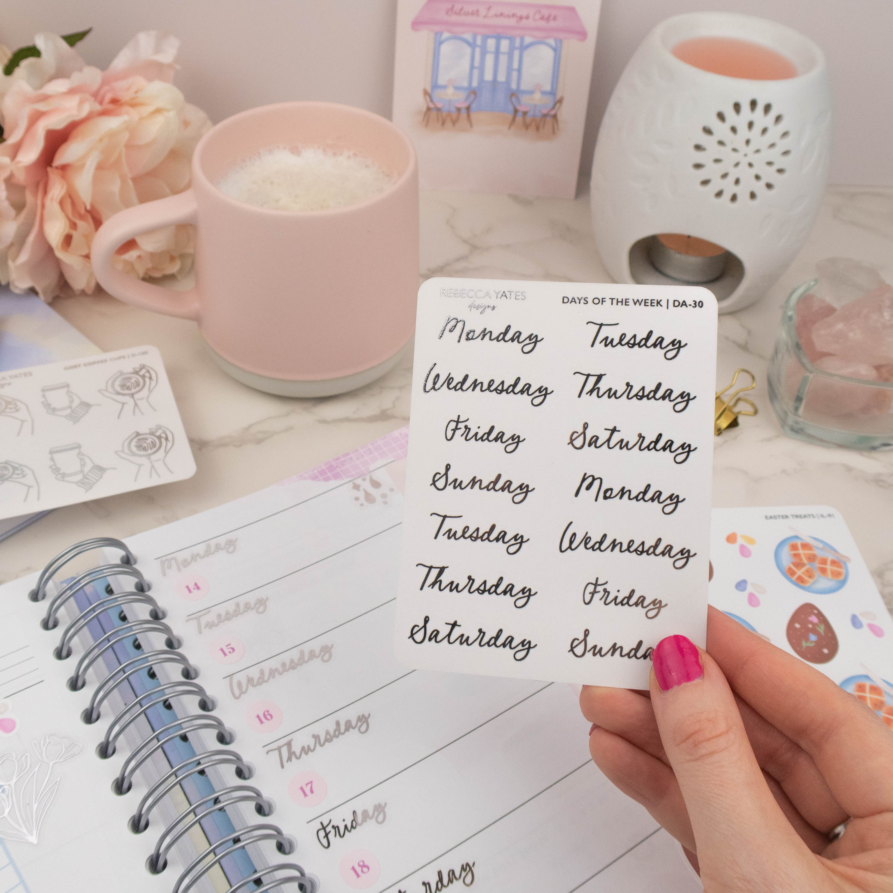 DAYS OF THE WEEK (SILVER LININGS) - FOILED STICKER SHEET - Rebecca Yates