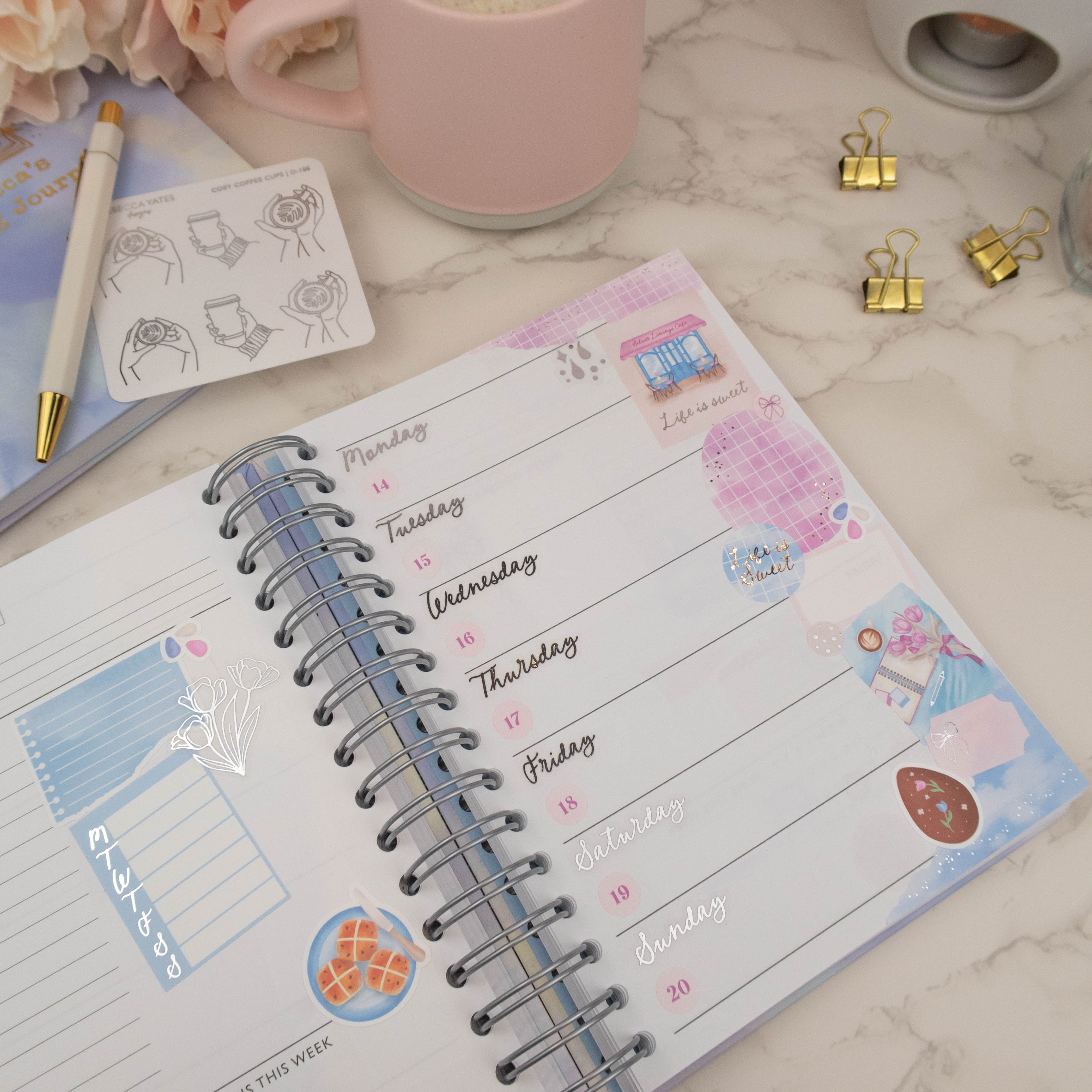 DAYS OF THE WEEK (SILVER LININGS) - FOILED STICKER SHEET - Rebecca Yates
