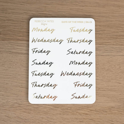 DAYS OF THE WEEK (CONNECTED) - FOILED STICKER SHEET - Rebecca Yates