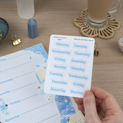 DAYDREAMER SOCIETY DAYS OF THE WEEK - PLANNER STICKER SHEET - Rebecca Yates