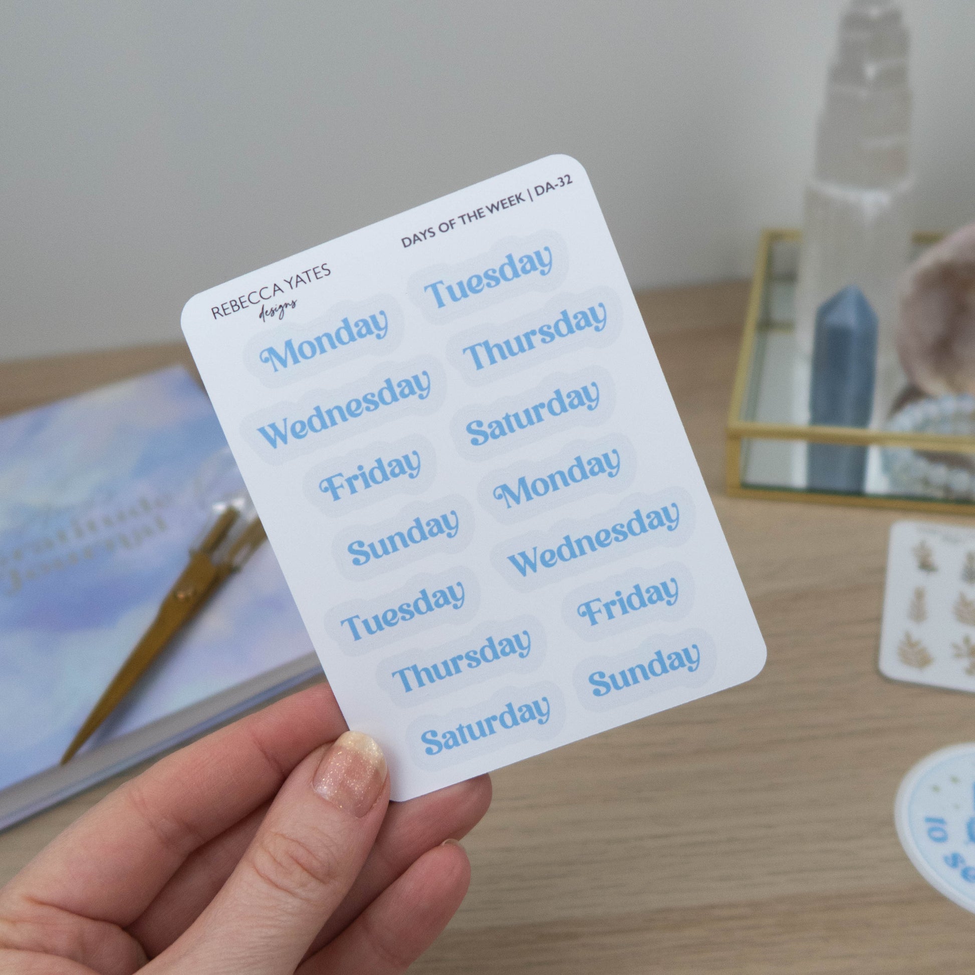 DAYDREAMER SOCIETY DAYS OF THE WEEK - PLANNER STICKER SHEET - Rebecca Yates