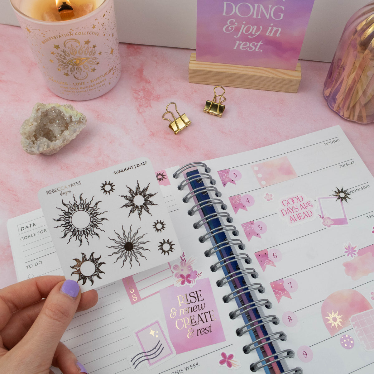 SUNSHINE - FOILED STICKER SHEET - Rebecca Yates