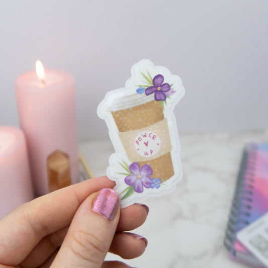 POWER UP COFFEE CUP - SINGLE STICKER