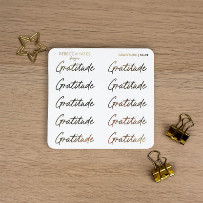 GRATITUDE - FOILED SCRIPT STICKERS