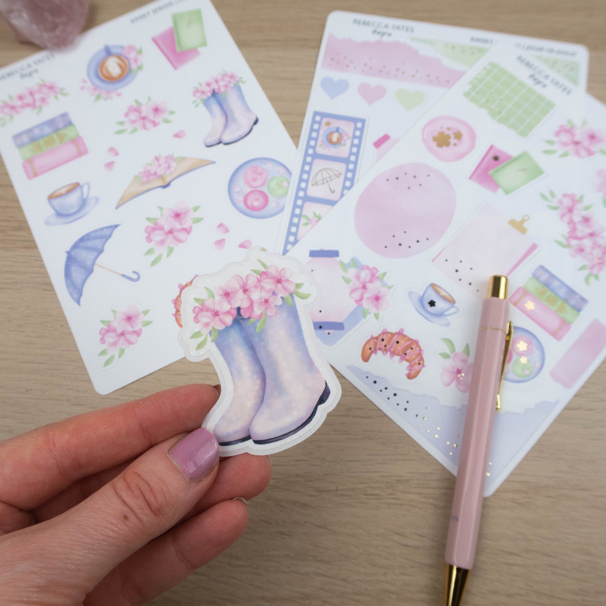 SPRING WELLIES - SINGLE STICKER - Rebecca Yates