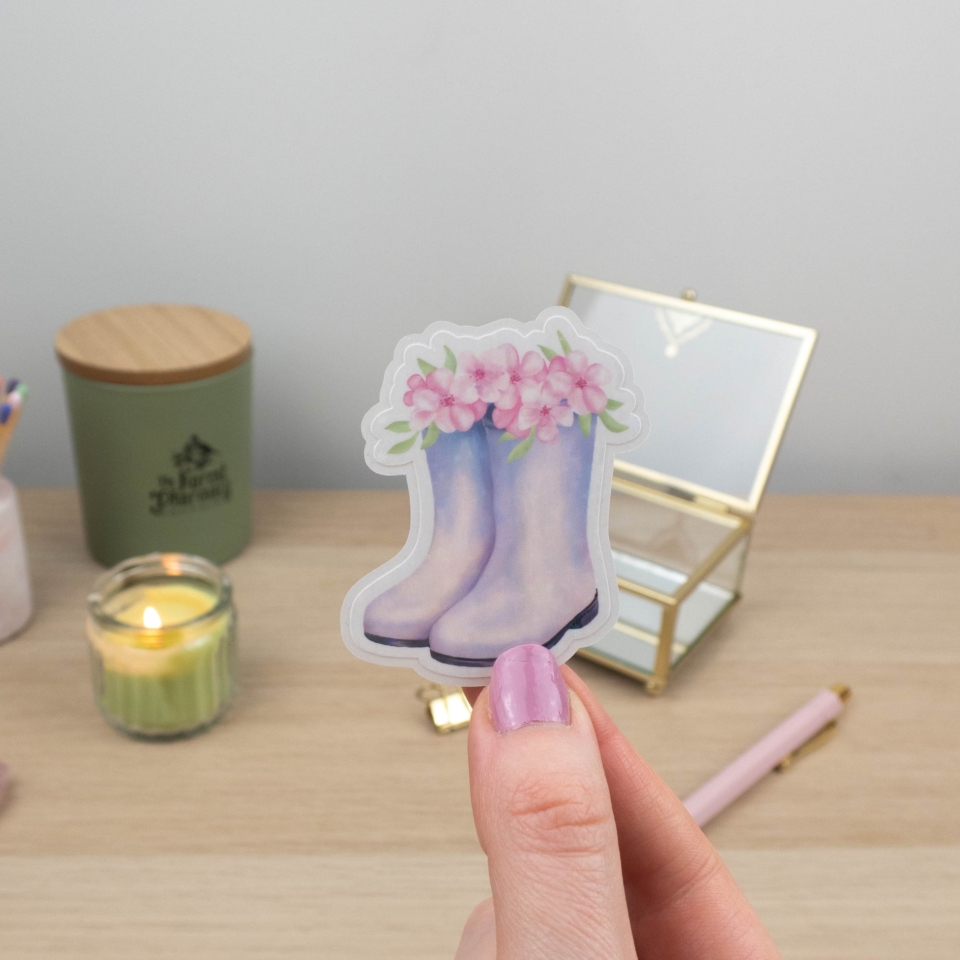 SPRING WELLIES - SINGLE STICKER - Rebecca Yates