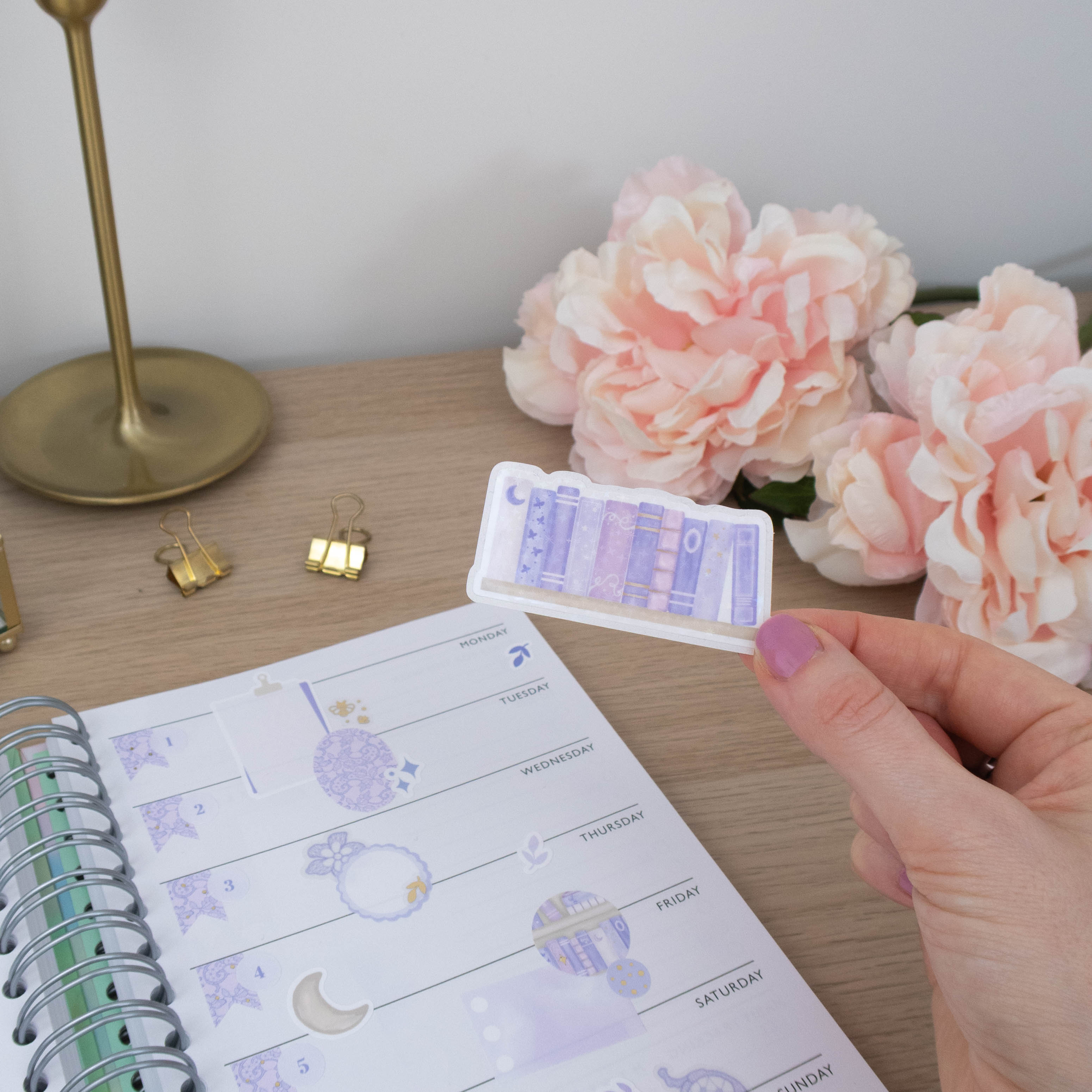 LAVENDER BOOK SHELF - SINGLE STICKER - Rebecca Yates