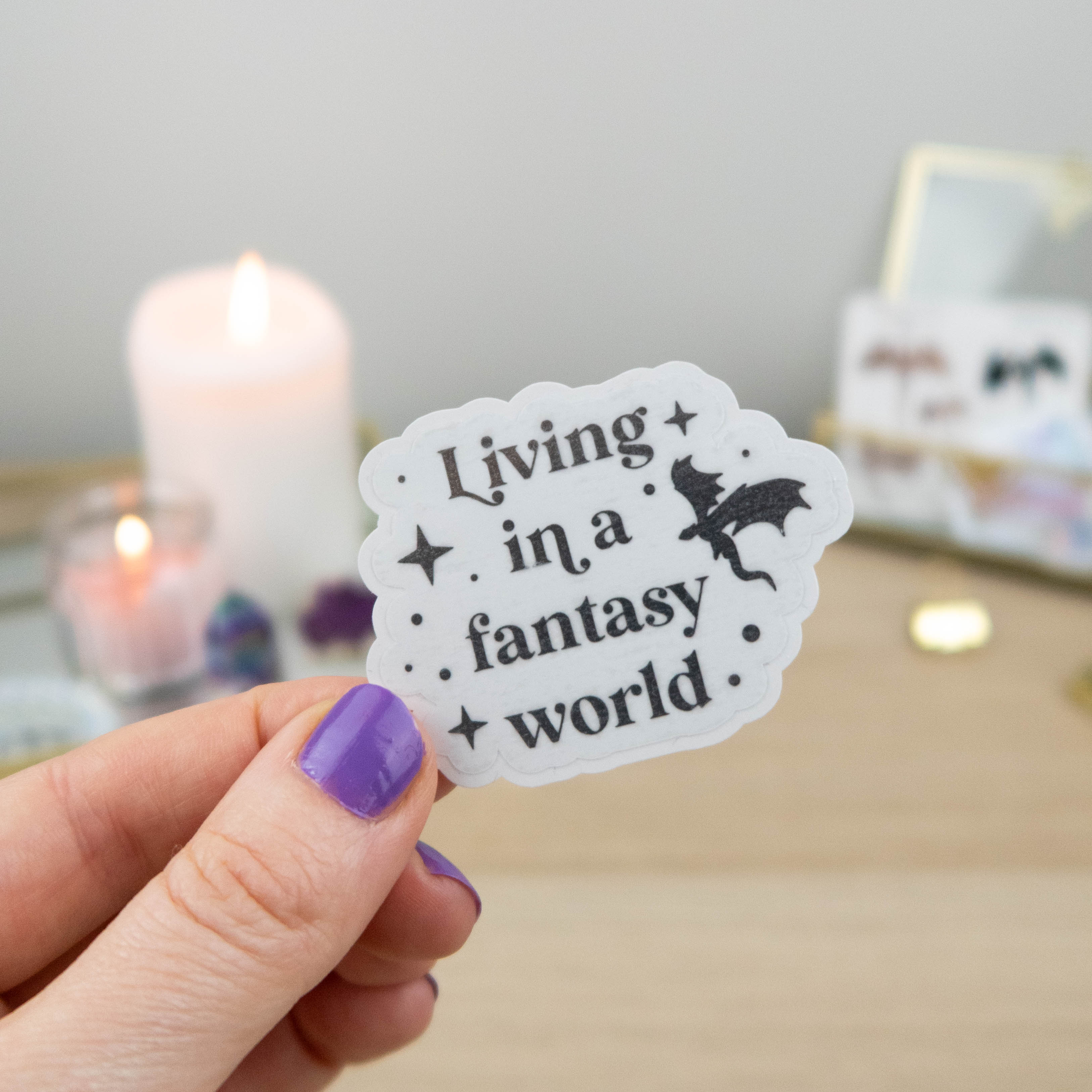 LIVING IN A FANTASY WORLD - SINGLE STICKER - Rebecca Yates