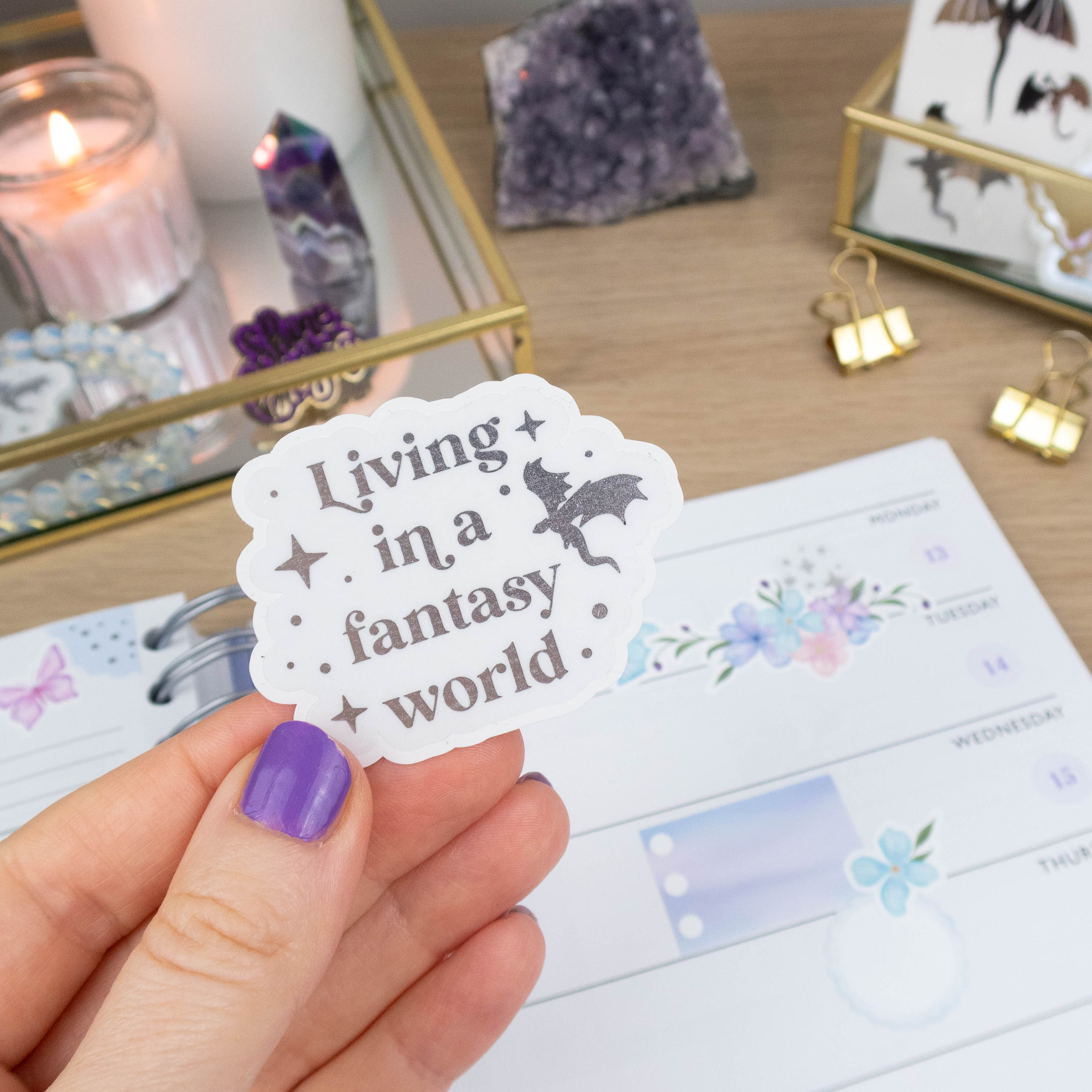 LIVING IN A FANTASY WORLD - SINGLE STICKER - Rebecca Yates