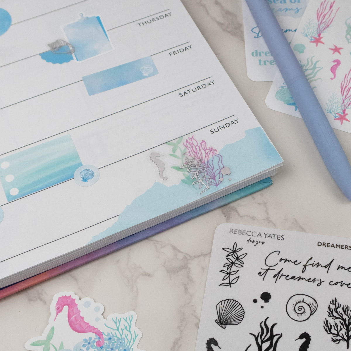 COLOURFUL CORAL - PLANNER STICKER SHEET (TRANSPARENT MATT PAPER) - Rebecca Yates