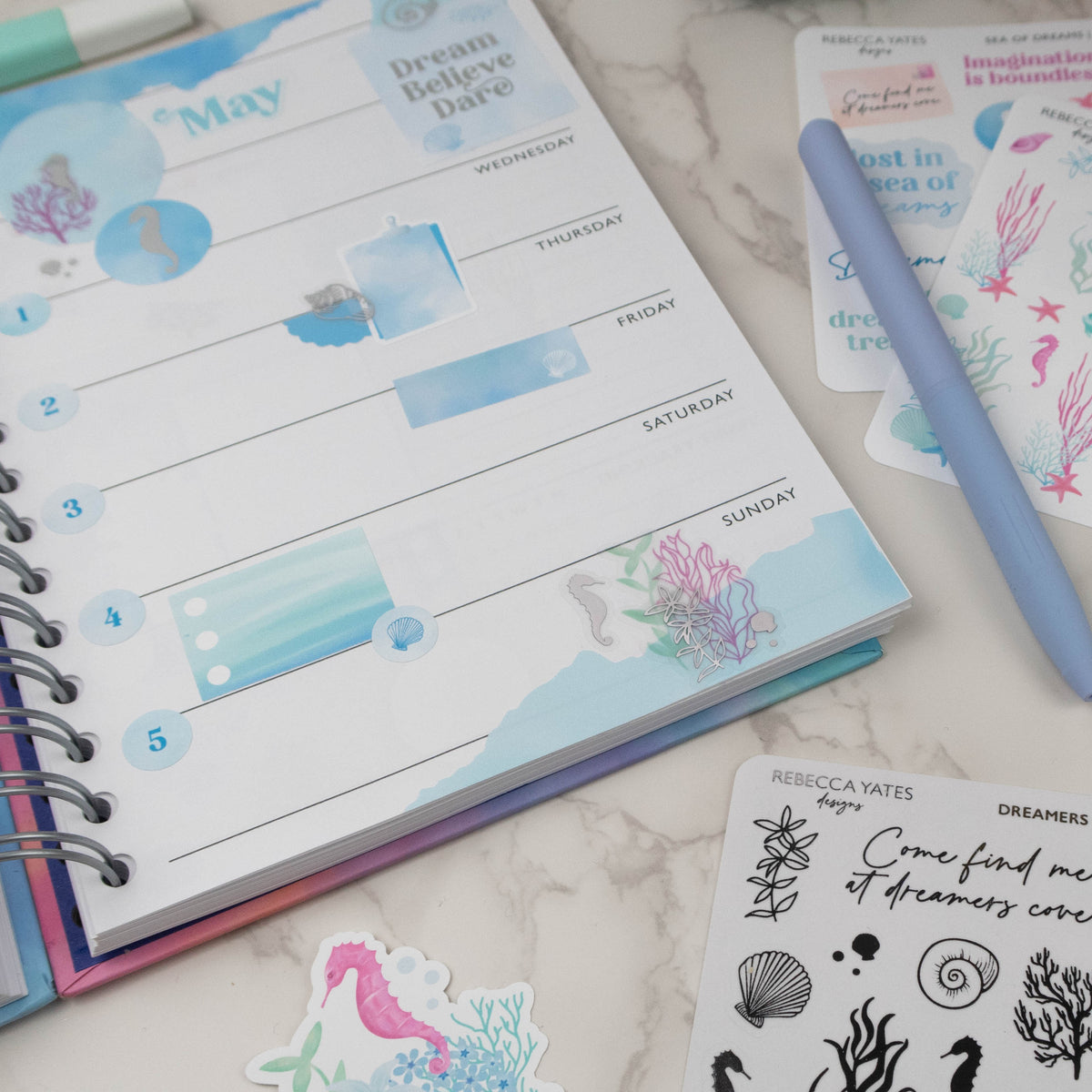 CORAL - FOILED STICKER SHEET - Rebecca Yates