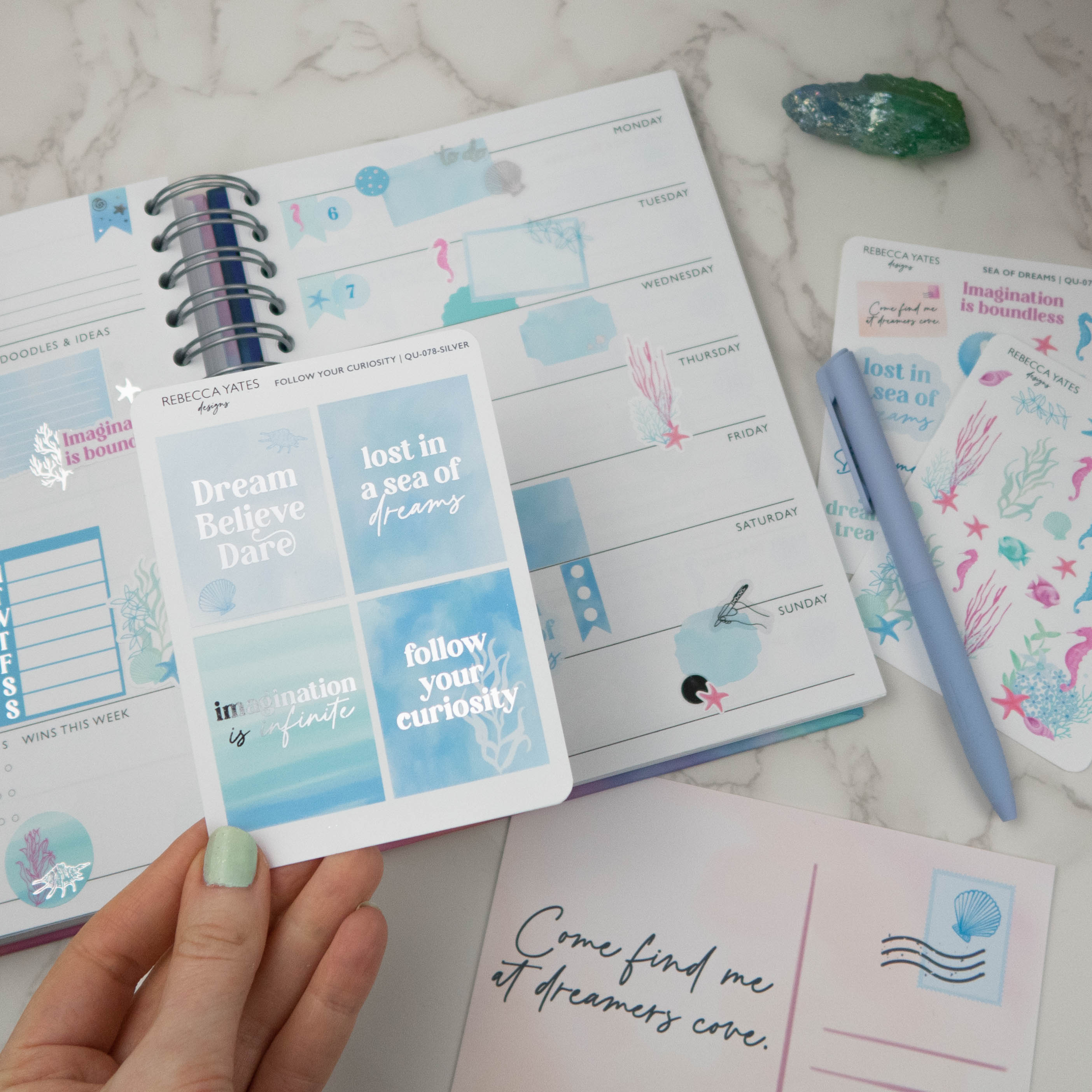 FOLLOW YOUR CURIOSITY - FOILED PLANNER STICKER QUOTES - Rebecca Yates