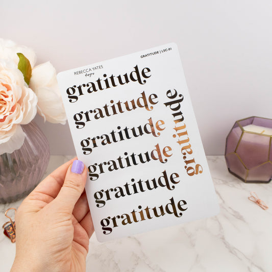 GRATITUDE - LARGE SCRIPT STICKERS