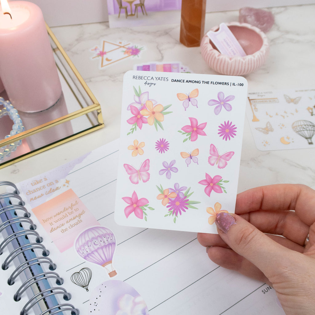 DANCE AMONG THE FLOWERS - PLANNER STICKER SHEET - Rebecca Yates