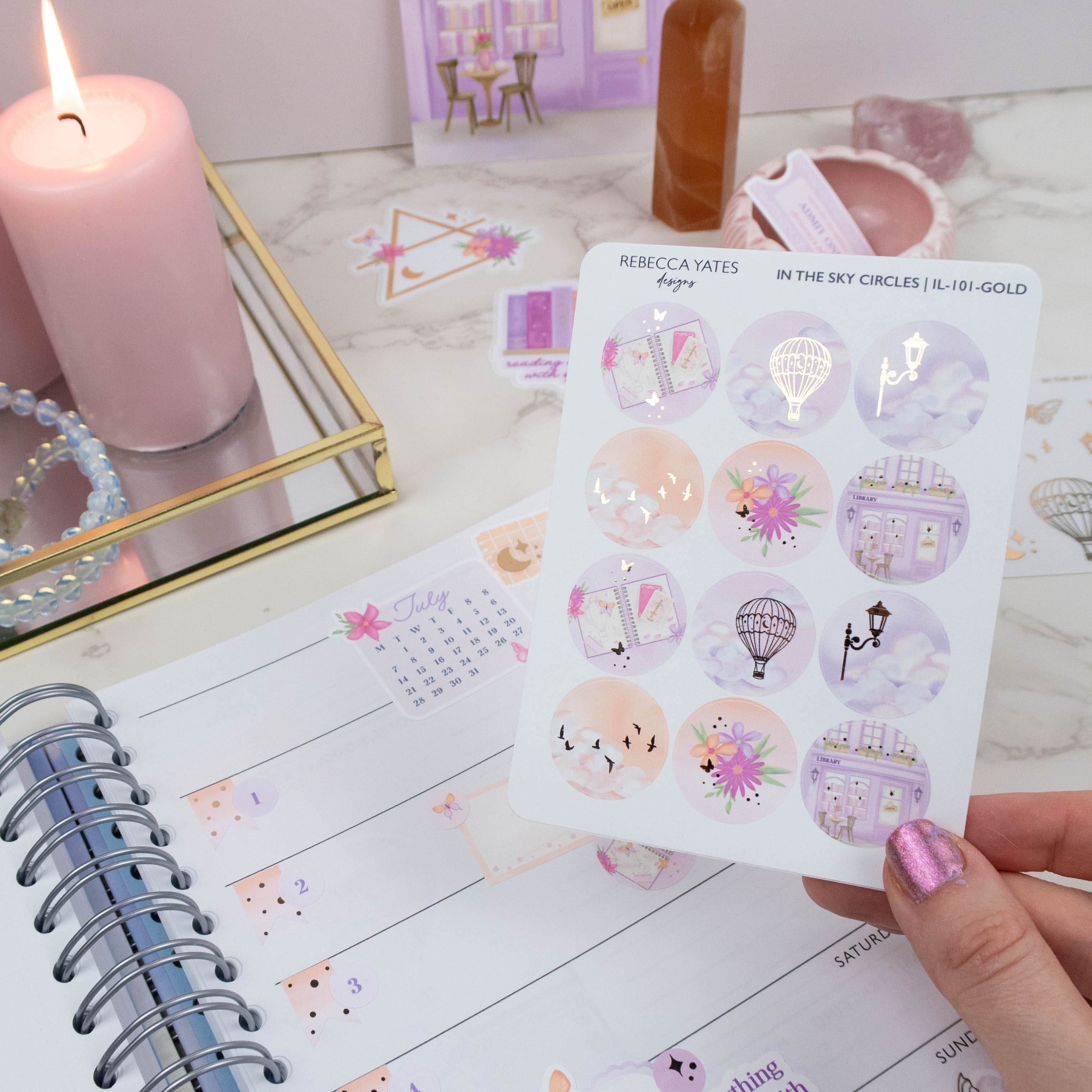 IN THE SKY CIRCLES - PLANNER STICKER SHEET - Rebecca Yates