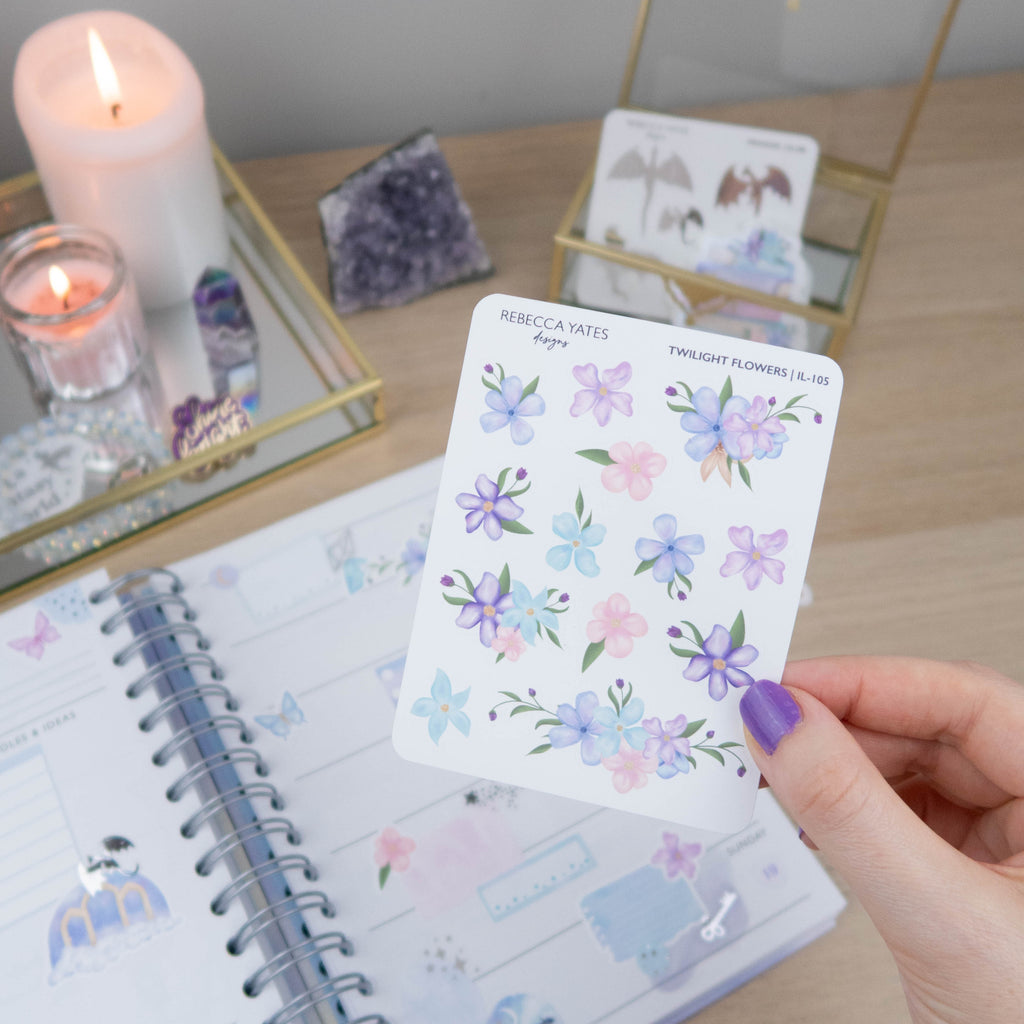 TWILIGHT FLOWERS - PLANNER STICKER SHEET - Rebecca Yates