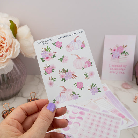 PUMPKINS & FLOWERS - PLANNER STICKER SHEET