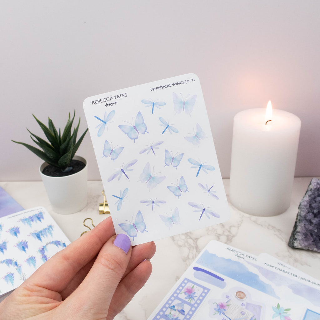 WHIMSICAL WINGS - PLANNER STICKER SHEET - Rebecca Yates