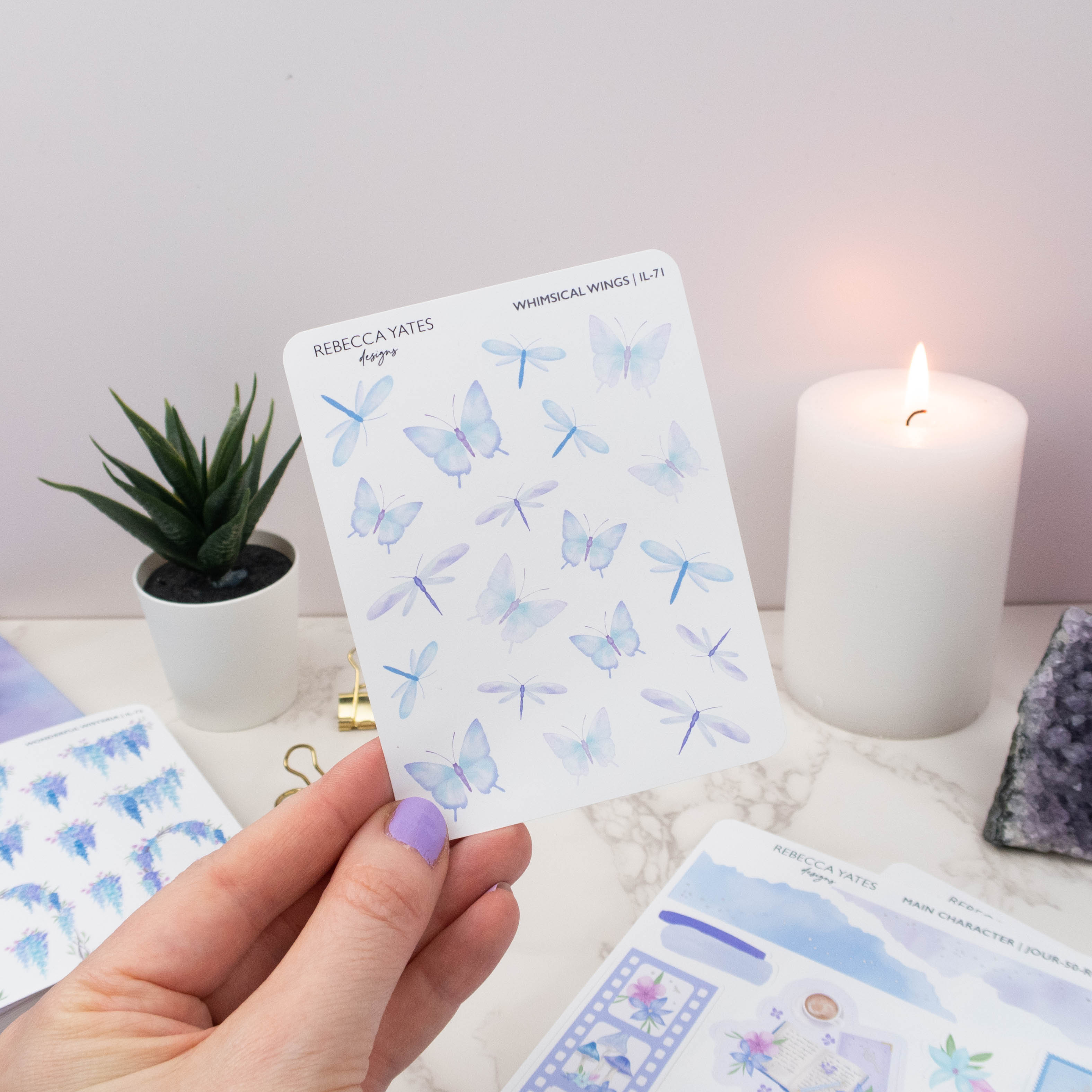 WHIMSICAL WINGS - PLANNER STICKER SHEET - Rebecca Yates