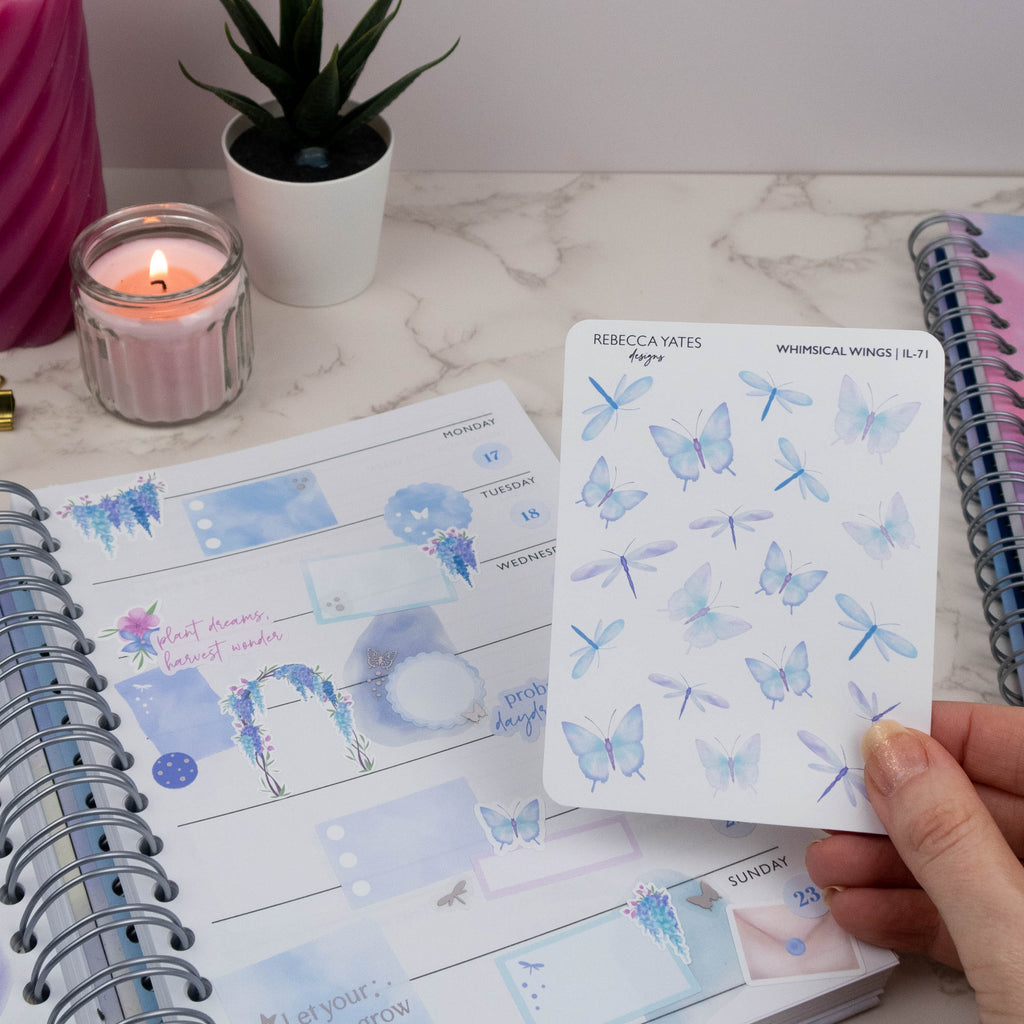 WHIMSICAL WINGS - PLANNER STICKER SHEET - Rebecca Yates