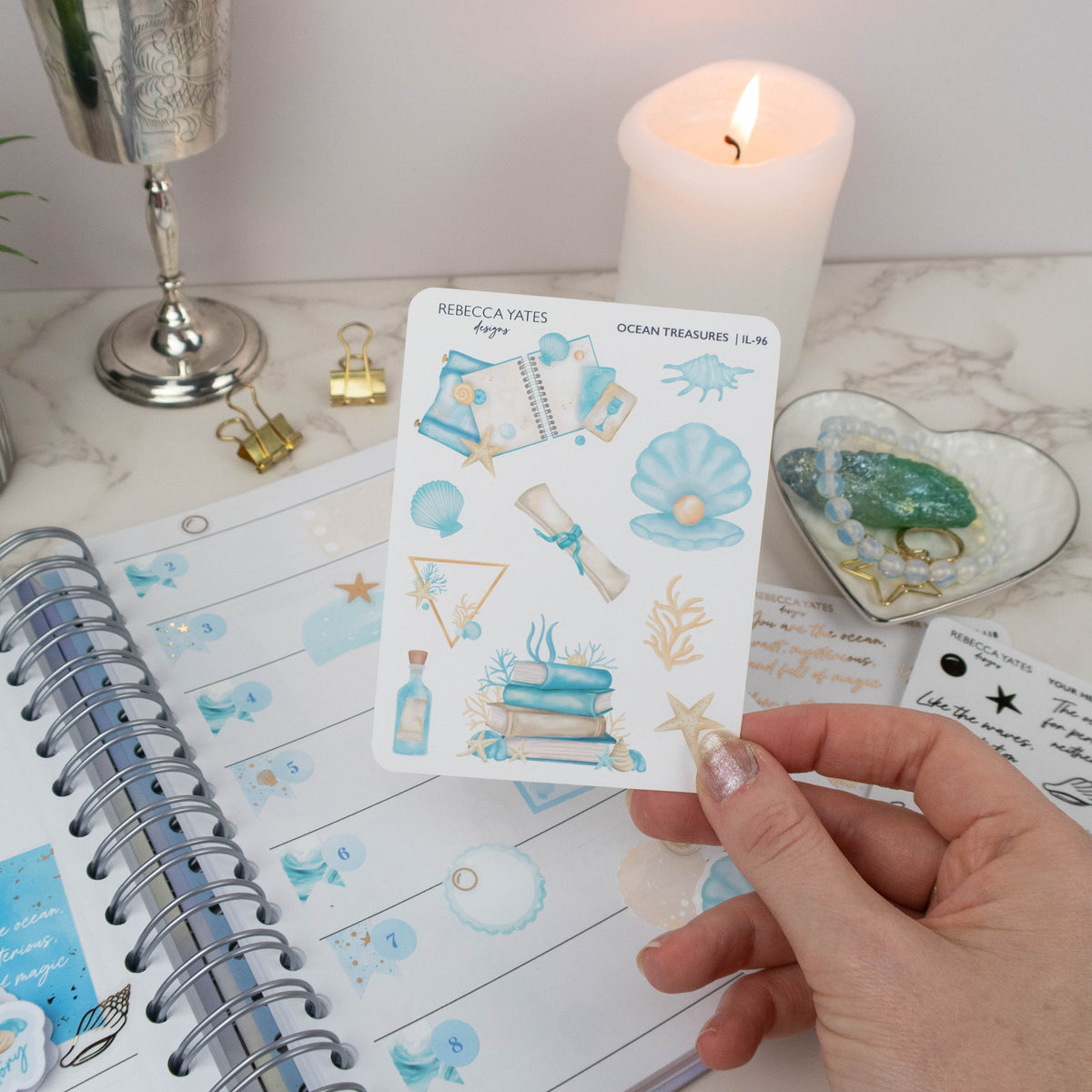 OCEAN TREASURES - PLANNER STICKER SHEET - Rebecca Yates