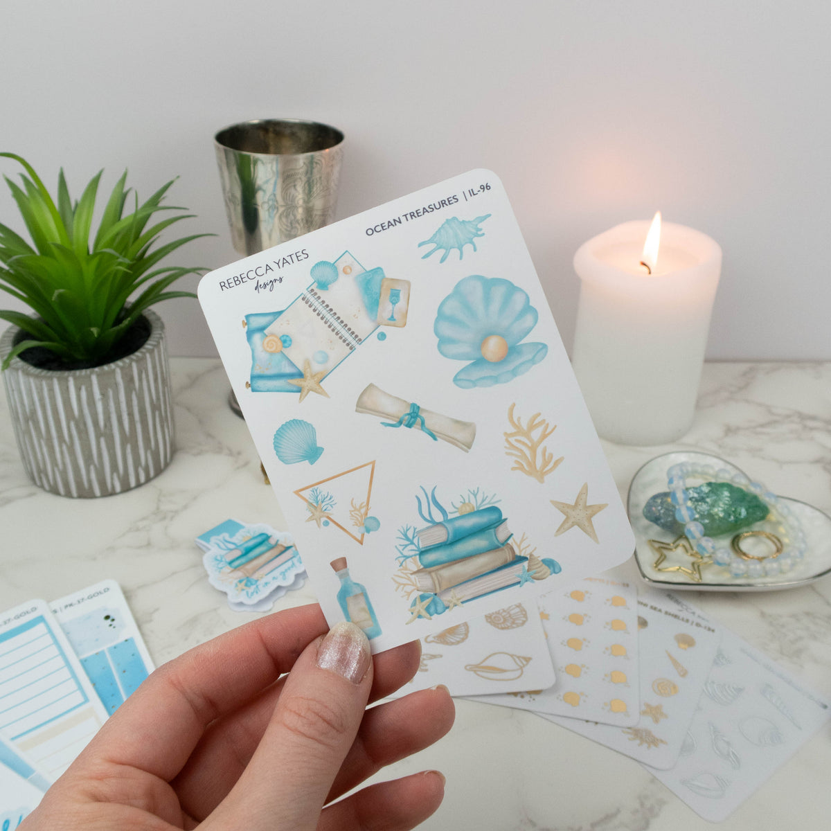 OCEAN TREASURES - PLANNER STICKER SHEET - Rebecca Yates
