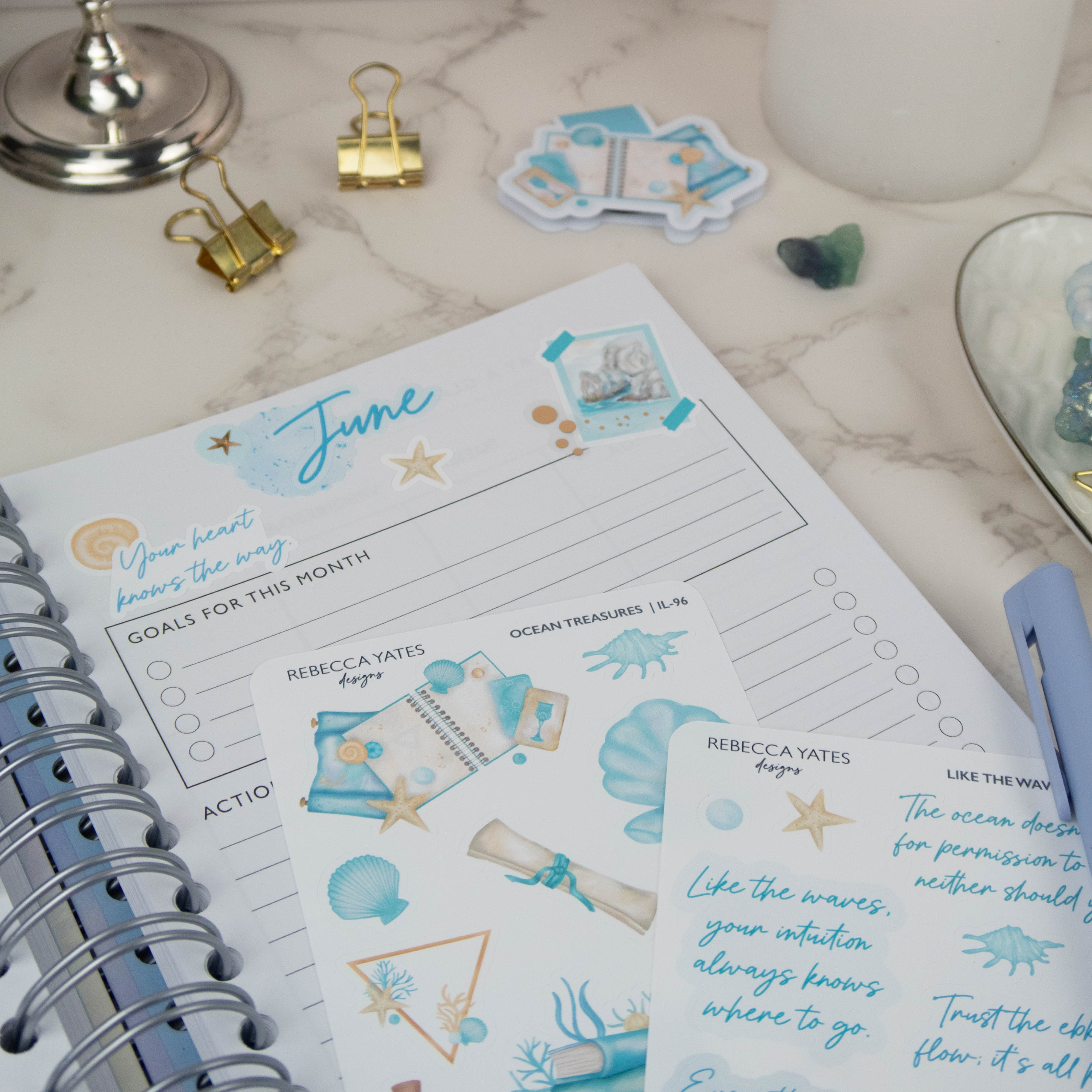 OCEAN TREASURES - PLANNER STICKER SHEET - Rebecca Yates